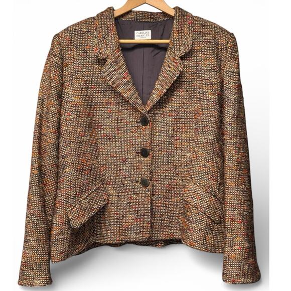 Caroline Charles London 2 Piece Tweed Brown Suit US 12/14 UK 16/18 Women’s - Picture 2 of 10